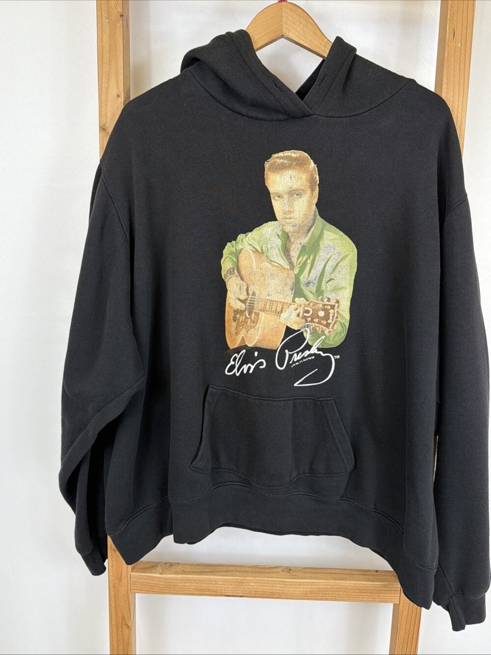 Elvis Presley Black Kangaroo Pocket Elvis Image Fleece Hoodie #1581 Size XXXL